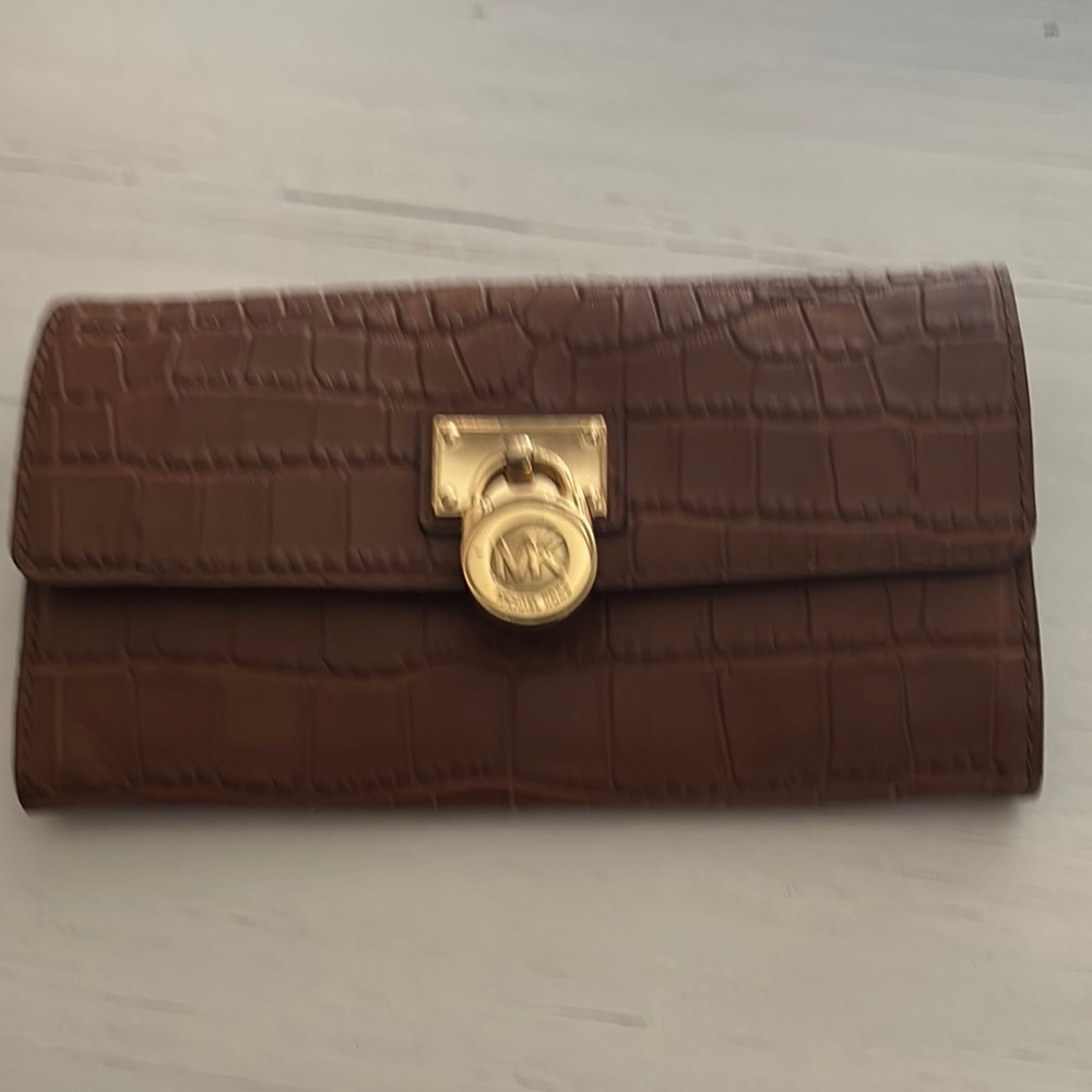 Michael Kors Brown Croc-Embossed Wallet